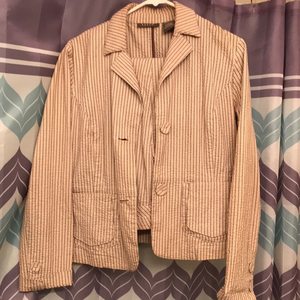 Brown & Tan pin strip pants & jacket